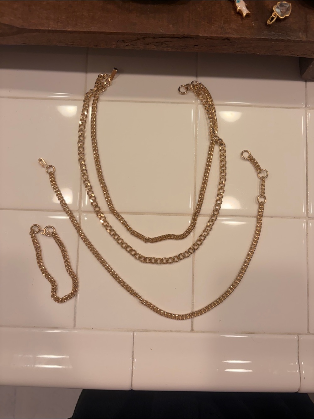 Jennifer Fisher Gold-Tone Layered Chain Necklace Set and Bracelet